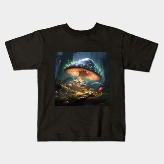 holographic mushroom Kids T-Shirt by FehuMarcinArt